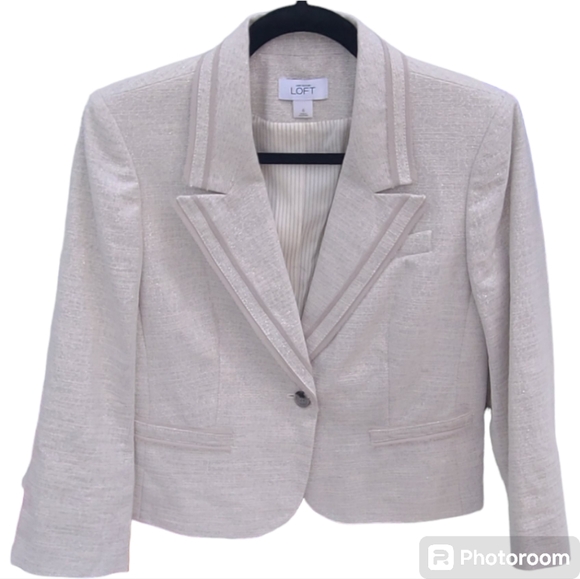 ANN TAYLOR LOFT Shimmering Silver Dressy‎ Fully Lined Jacket Size 6 Stunning - Picture 1 of 8